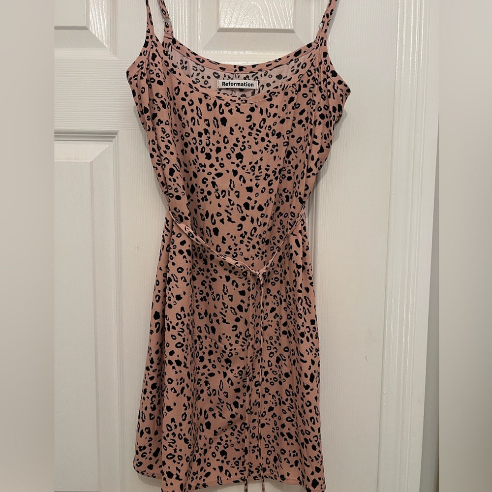 Reformation slip dress with adjustable straps and tie waist xs